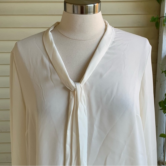 Brooks Brothers Georgette Bow-Neck Blouse Women’s 14 Ivory Button Up Top NWT - Picture 5 of 10